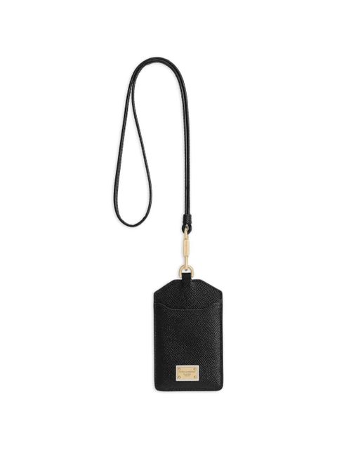 Dolce & Gabbana Dauphine calfskin keychain with plate - Black - zdjęcie produktu nr 1