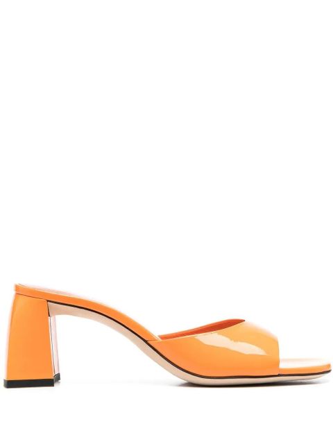 BY FAR Michele patent block-heel sandals - Orange - zdjęcie produktu nr 1