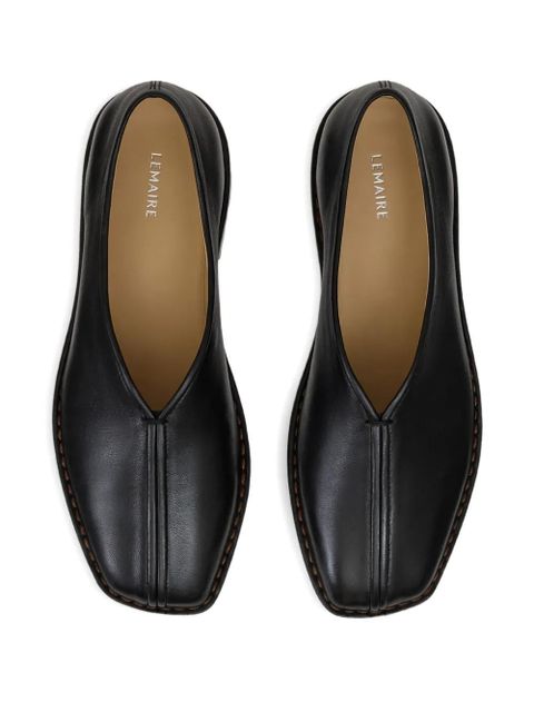 LEMAIRE piped square-toe loafers - Black