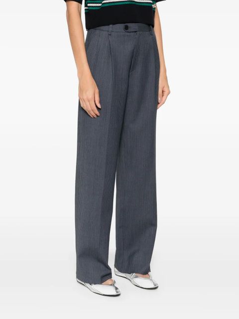 SANDRO striped straight-leg trousers - Blue
