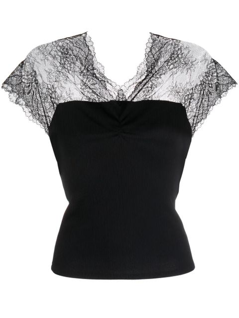 Maje lace-trim jersey top - Black - zdjęcie produktu nr 1
