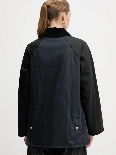Barbour kurtka woskowana Kettlewell kolor granatowy przejściowa oversize LWX1519