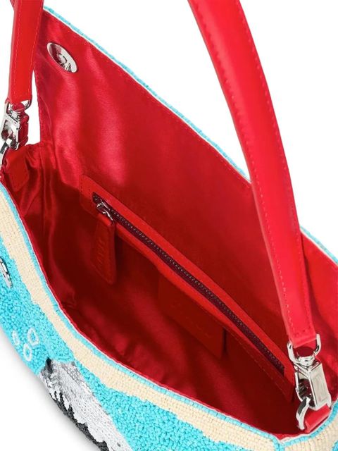 STAUD Timmy bead-embellished shoulder bag - Blue