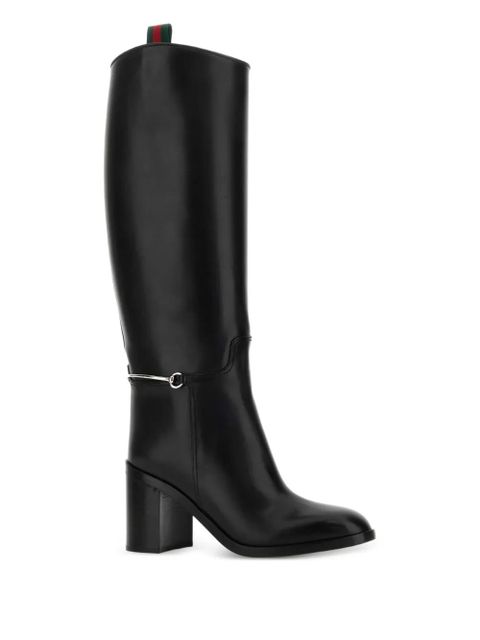 Gucci 85mm leather knee-high heeled boots - Black - zdjęcie produktu nr 2