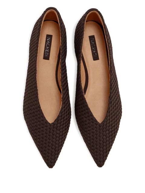NAGHEDI Strada pointed-toe woven-design ballet flats - Brown - zdjęcie produktu nr 2