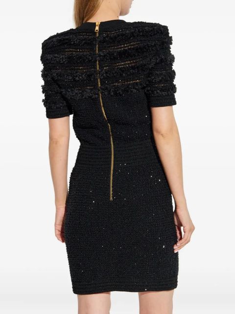 Balmain textured short-sleeve dress - Black