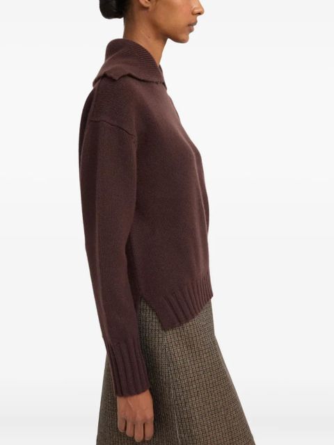 Yves Salomon cashmere collar sweater - Brown