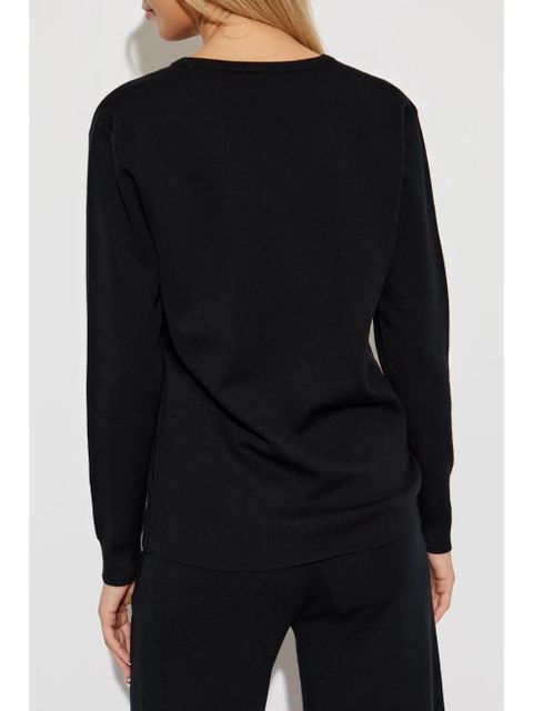 Max Mara v-neck wool knit top - Black
