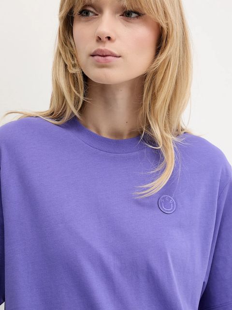 Hugo Blue t-shirt bawełniany damski kolor fioletowy 50518139