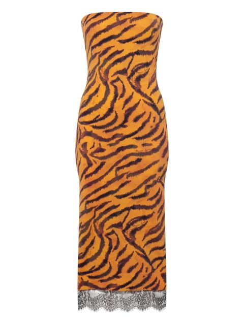 Marine Serre tiger-print tube dress - Orange - zdjęcie produktu nr 1