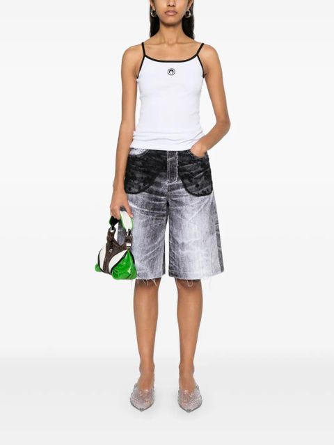 Marine Serre Moon Logo Ribbed tank top - White