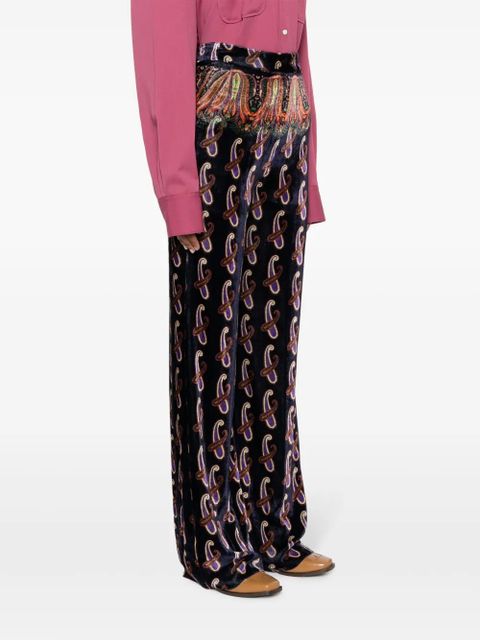 ETRO patterned-jacquard velvet trousers - Blue