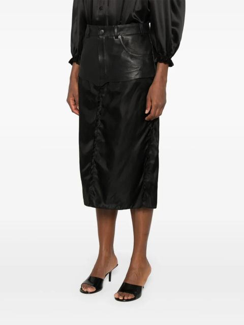 Balenciaga leather-panel midi skirt - Black - zdjęcie produktu nr 2