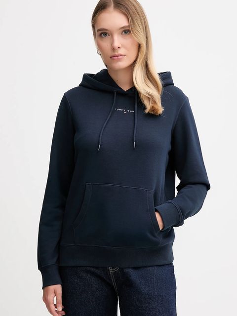Tommy Jeans bluza damska kolor granatowy z kapturem z nadrukiem DW0DW21963 - zdjęcie produktu nr 1