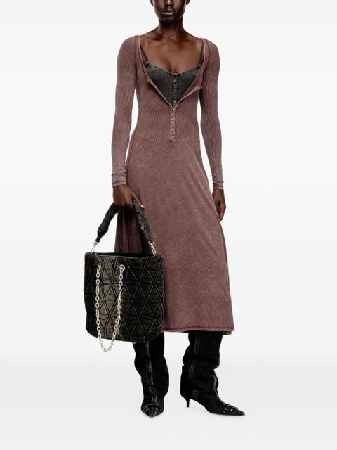 Diesel D-Ley ribbed buttoned midi dress - Brown - zdjęcie produktu nr 2