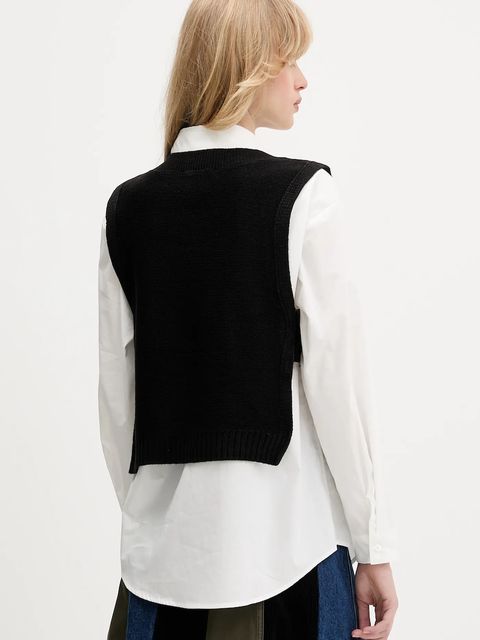 Desigual koszula i kamizelka CHALECO damska kolor biały relaxed z kołnierzykiem klasycznym 25WWCW01