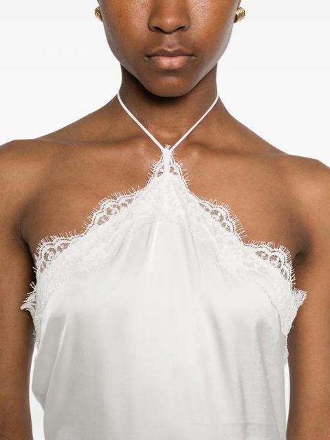 Oséree lace-trim halterneck dress - White