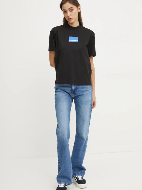 Karl Lagerfeld Jeans t-shirt bawełniany damski kolor czarny A1W17006