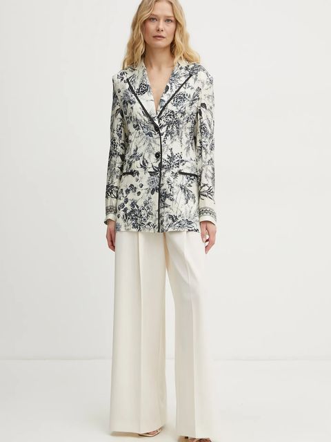 Simona Corsellini marynarka kolor beżowy jednorzędowa wzorzysta P25CPGI003 - zdjęcie produktu nr 2