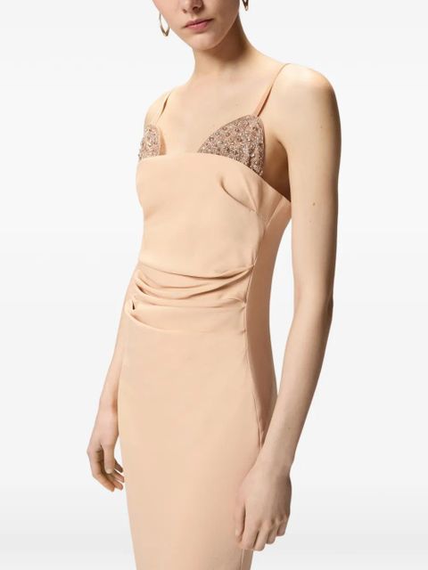 PINKO Carruba embellished ruched dress - Neutrals