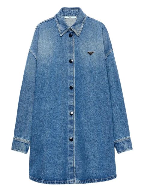 Prada triangle-logo denim shirt - Blue - zdjęcie produktu nr 1