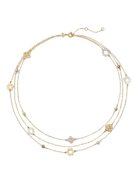 Tory Burch triple-strand flower-charm necklace - Gold - zdjęcie produktu nr 1