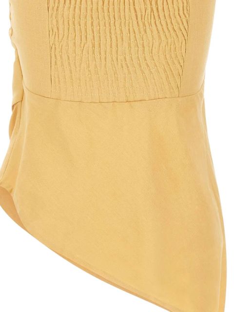 Faithfull the Brand Nera gathered asymmetric linen top - Yellow