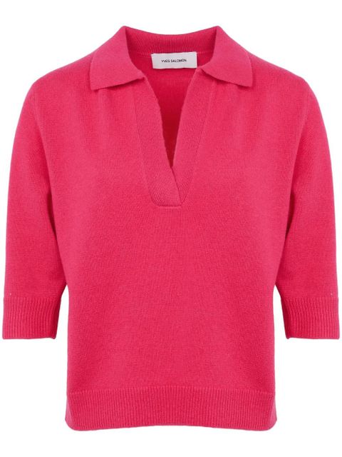 Yves Salomon knitted polo shirt - Pink - zdjęcie produktu nr 1