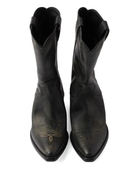 Prada 25mm grained leather cowboy boots - Black