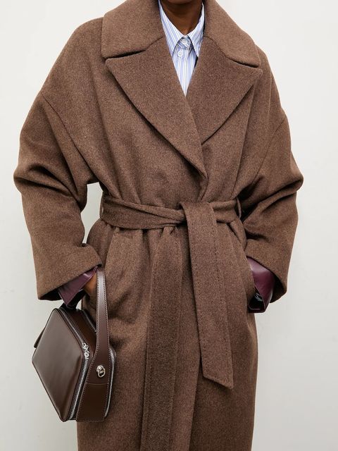 Answear Lab płaszcz wełniany kolor brązowy przejściowy oversize