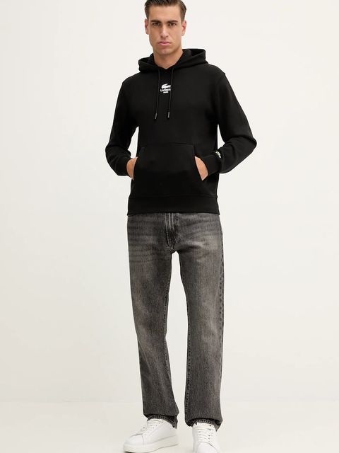 Lacoste bluza bawełniana kolor czarny z kapturem z nadrukiem SH2740 - zdjęcie produktu nr 2