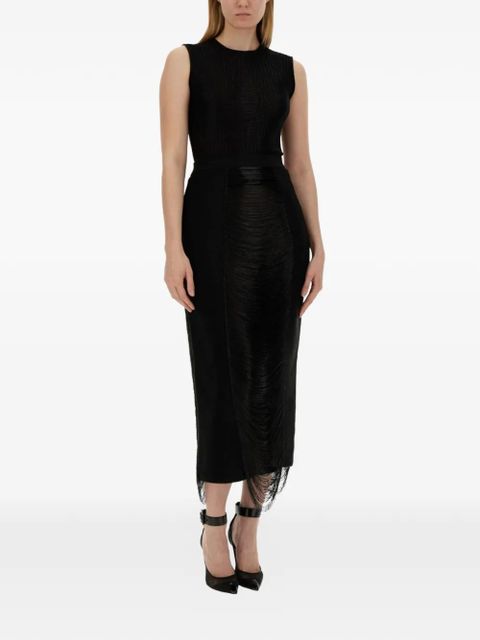 Alexander McQueen fringed-detail midi skirt - Black - zdjęcie produktu nr 2