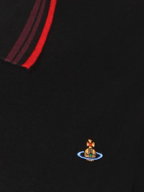 Vivienne Westwood striped-collar logo polo top - Black