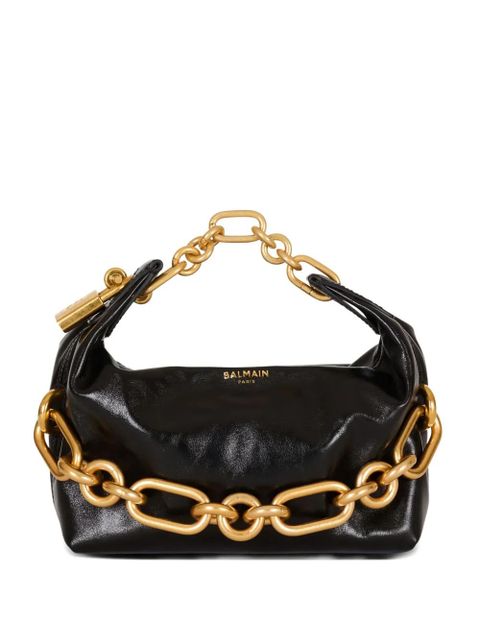 Balmain mini Sync chain-embellished leather tote bag - Black - zdjęcie produktu nr 1
