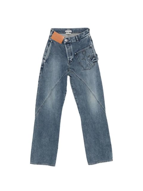 JW Anderson twisted-effect logo-patch jeans - Blue - zdjęcie produktu nr 1