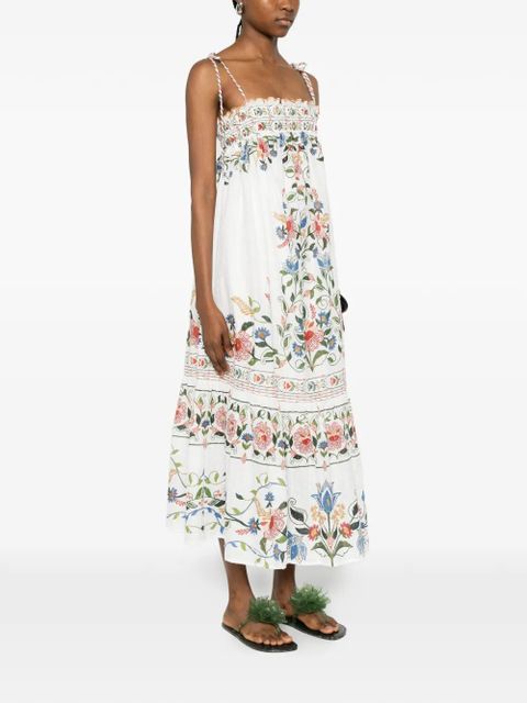 FARM Rio FARM RIO STITCHED GARDEN OFF-WHITE LONG DRESS