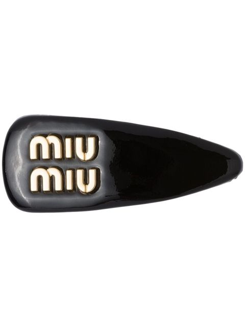 Miu Miu patent-leather hair clip - Black - zdjęcie produktu nr 1