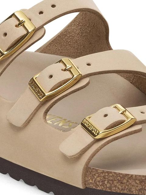 Birkenstock klapki nubukowe Florida HEX damskie kolor beżowy 1029480
