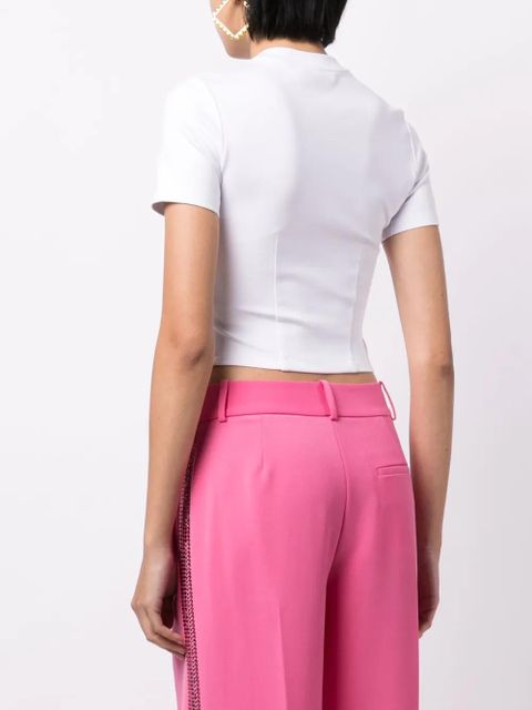 AREA crystal-embellished cropped T-shirt - White