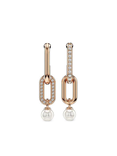 Swarovski Constella rose-gold pearl chain earrings - Pink - zdjęcie produktu nr 1