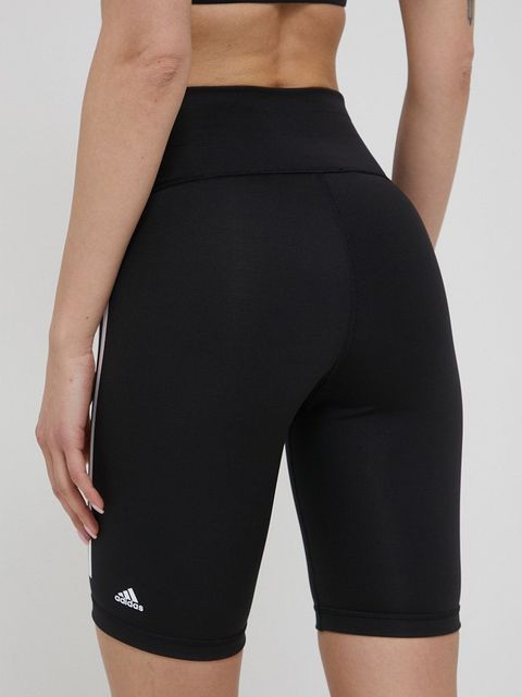 adidas Performance szorty treningowe Optime TrainIcons 3-Stripes H64228 damskie kolor czarny z nadrukiem high waist