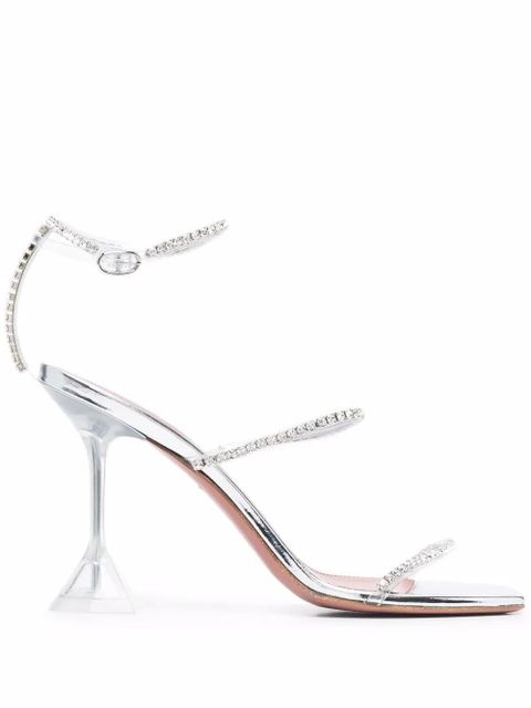 Amina Muaddi Gilda open-toe sandals - Silver - zdjęcie produktu nr 1