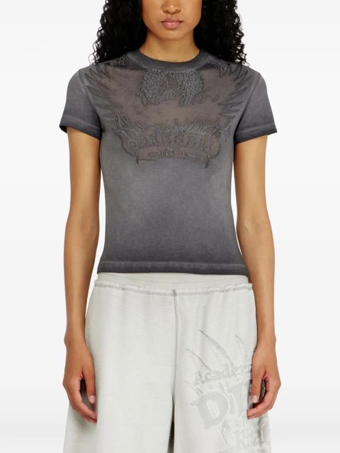 Diesel dévoré-phoenix cover-stitched cotton T-shirt - Grey