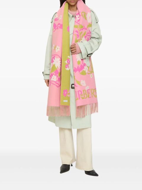 Burberry floral-motif jacquard fringed scarf - Pink