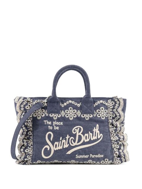 MC2 Saint Barth broderie anglaise ruffled tote bag - Blue - zdjęcie produktu nr 1