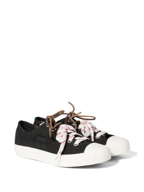 Miu Miu washed-denim sneakers - Black