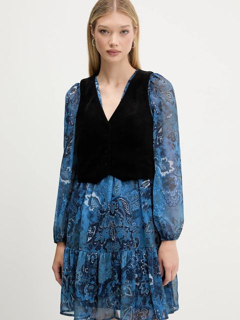 Desigual sukienka i kamizelka CHALECO kolor granatowy mini rozkloszowana 25WWVW27