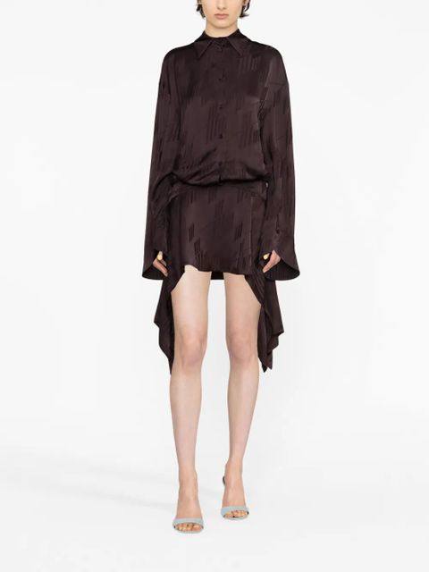 The Attico Mischa logo-jacquard asymmetric shirtdress - Brown