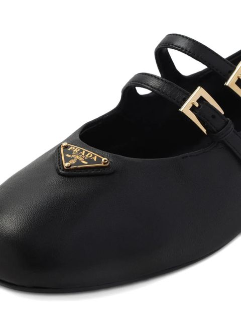 Prada double-buckle leather ballet flats - Black - zdjęcie produktu nr 2