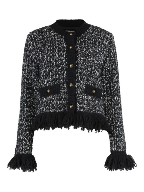 Moncler fringe-trim tweed jacket - Black - zdjęcie produktu nr 1